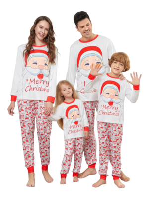 Family Christmas pajamas, Ghibli style, Father Christmas motif