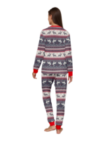 Pijama familiar y de pareja con estampado de rayas de reno pijama a juego gris y blanco