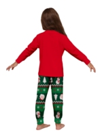 Pijama familiar con estampado de renos de feliz navidad para toda la familia, rojo y verde