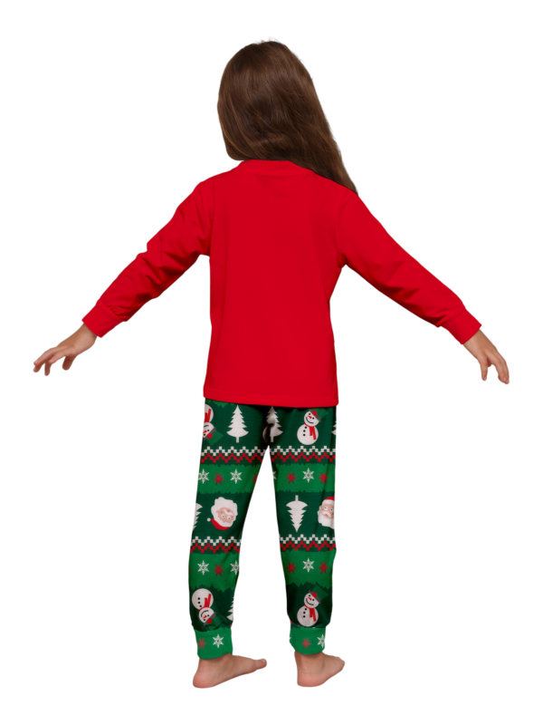 Pijama familiar con estampado de renos de feliz navidad para toda la familia, rojo y verde