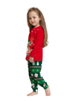 Pijama familiar con estampado de renos de feliz navidad para toda la familia, rojo y verde