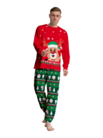 Pijama familiar con estampado de renos de feliz navidad para toda la familia, rojo y verde