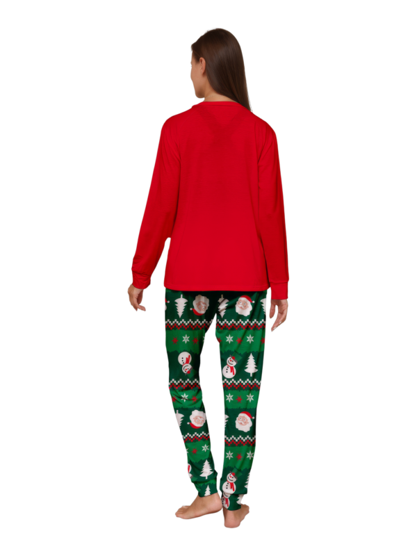 Pijama familiar con estampado de renos de feliz navidad para toda la familia, rojo y verde
