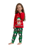 Pijama familiar con estampado de renos de feliz navidad para toda la familia, rojo y verde
