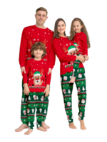 Pijama familiar con estampado de renos de feliz navidad para toda la familia, rojo y verde
