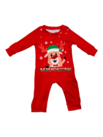 Pijama familiar con estampado de renos de feliz navidad para toda la familia, rojo y verde