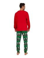 Pijama familiar con estampado de renos de feliz navidad para toda la familia, rojo y verde