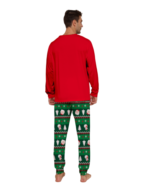 Pijama familiar con estampado de renos de feliz navidad para toda la familia, rojo y verde