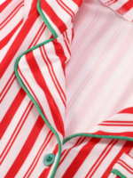 Autentico pigiama natalizio con bottoni e righe bianche e rosse per la famiglia