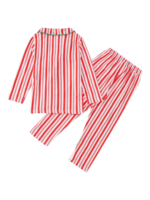 Autentico pigiama natalizio con bottoni e righe bianche e rosse per la famiglia