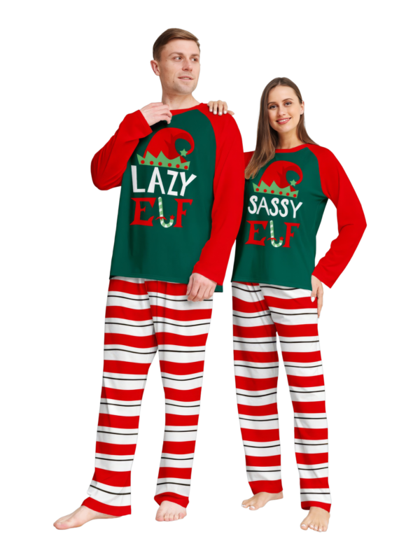 Pigiama della famiglia Elf a righe verdi e rosse