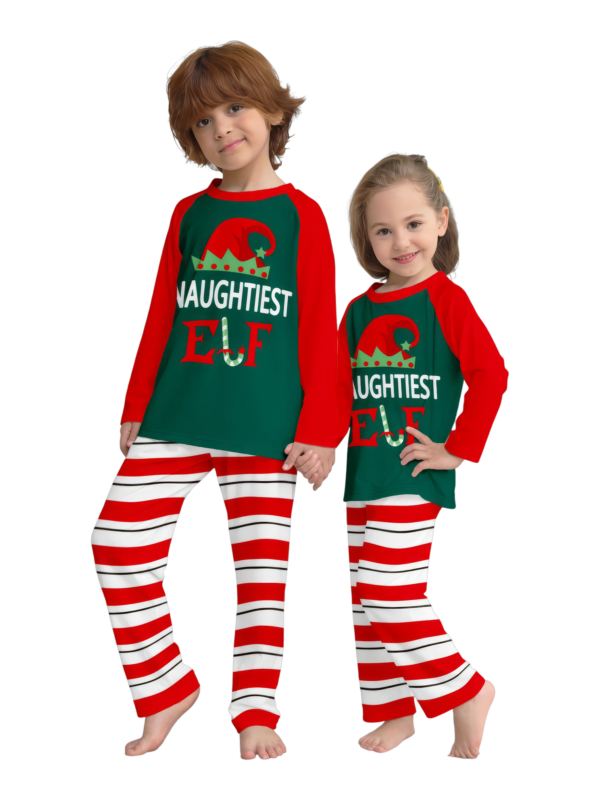 Pigiama della famiglia Elf a righe verdi e rosse