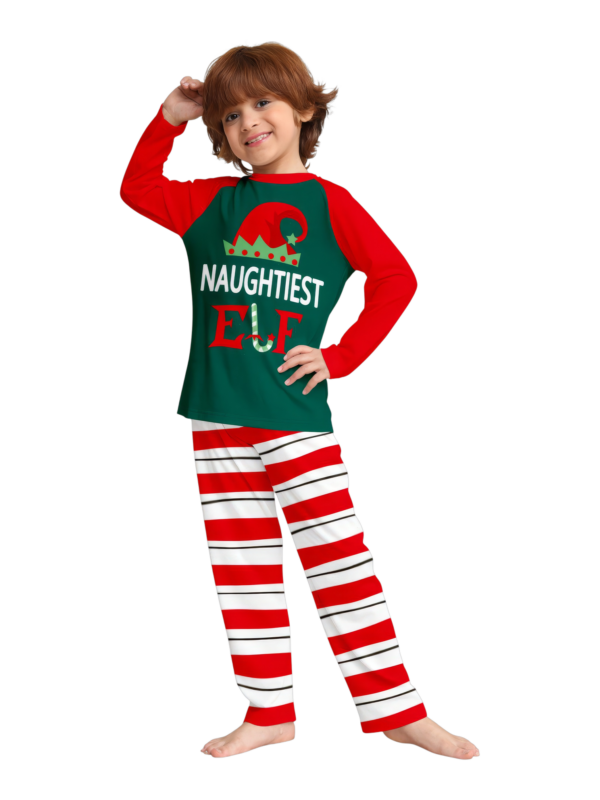 Pigiama della famiglia Elf a righe verdi e rosse