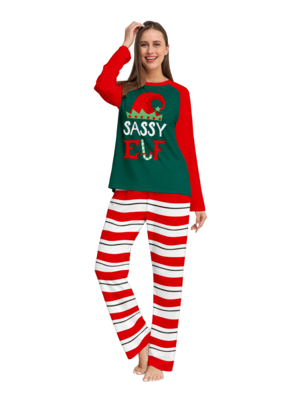 Pigiama della famiglia Elf a righe verdi e rosse
