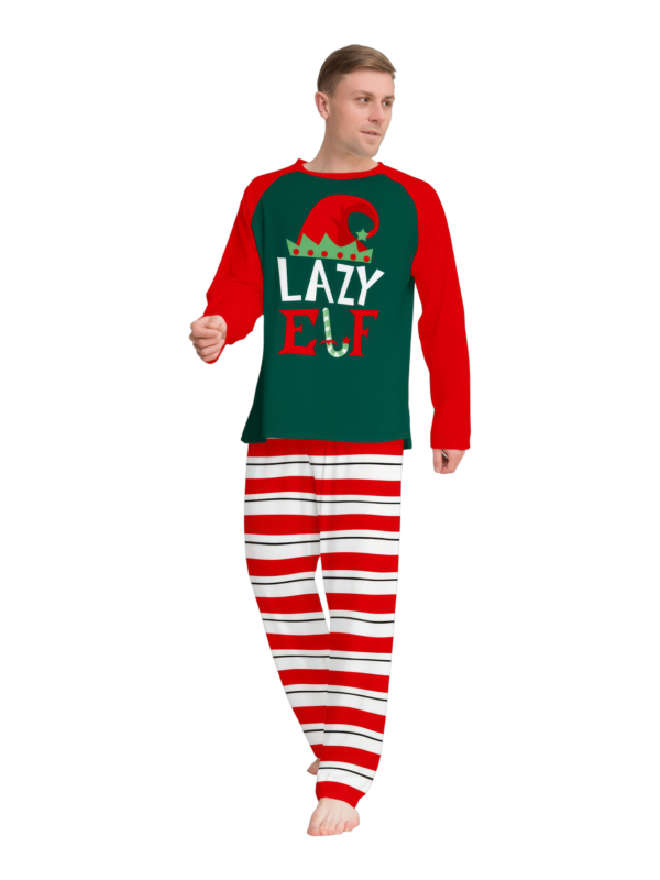 Pigiama della famiglia Elf a righe verdi e rosse