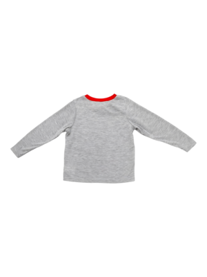 Grey and black grinchmas family pyjamas grey long sleeve top with red neckline