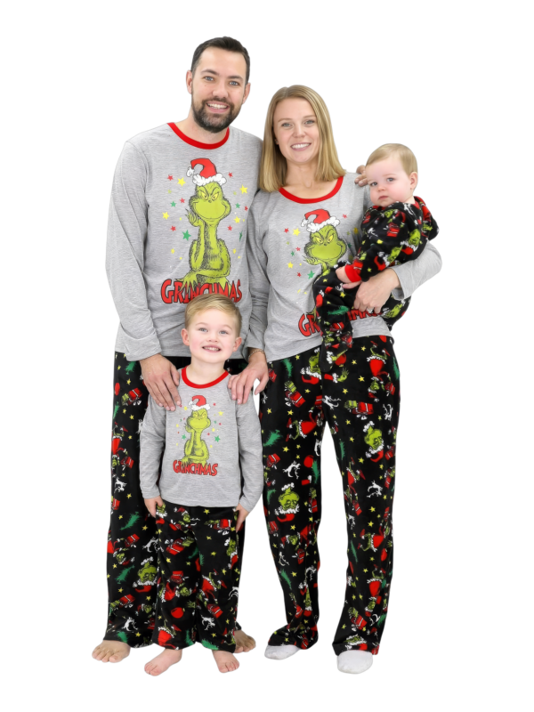 Matching Grey and black grinchmas family pyjamas