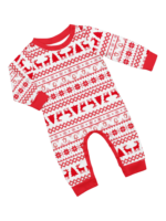 Moderno y original pijama navideño de rayas blancas y rojas con motivos navideños