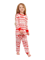 Moderno y original pijama navideño de rayas blancas y rojas con motivos navideños