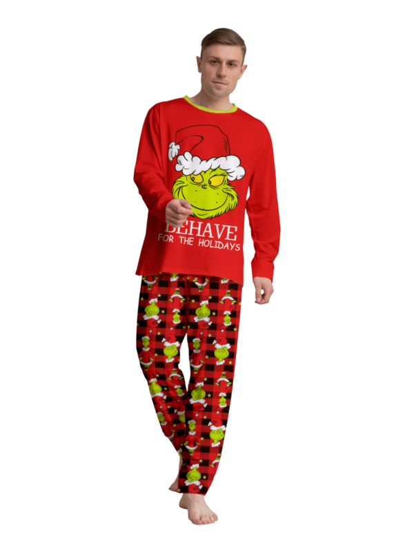 Pijama de Navidad del Grinch a cuadros rojos para la familia