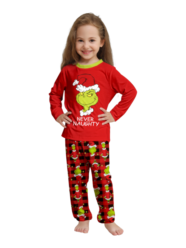 Pijama de Navidad del Grinch a cuadros rojos para la familia