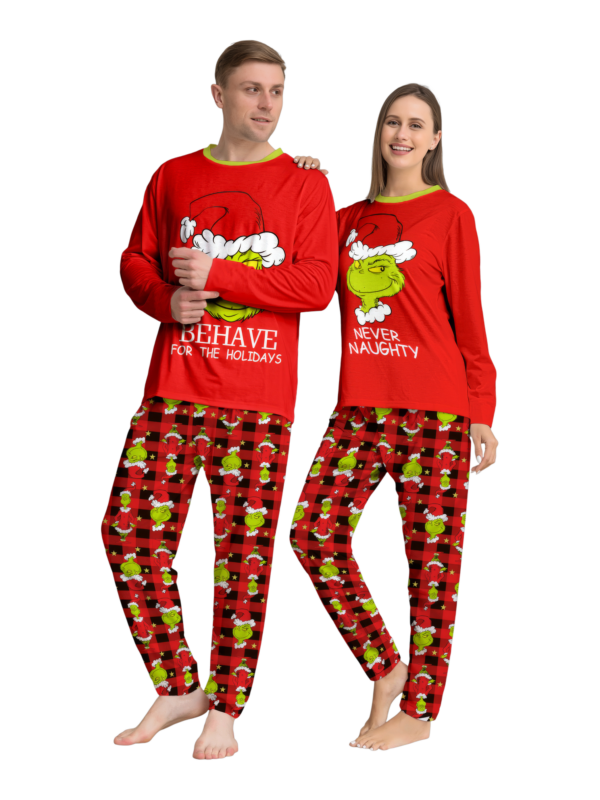 Pijama de Navidad del Grinch a cuadros rojos para la familia