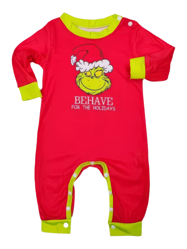 Pijama de Navidad del Grinch a cuadros rojos para la familia