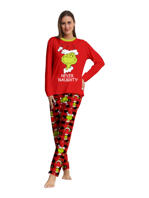 Pijama de Navidad del Grinch a cuadros rojos para la familia