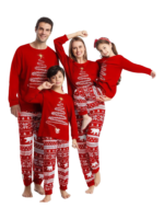 Pijama de Navidad a juego rojo Árbol mágico estrellado
