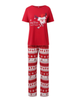 Kleine rendieren met vrolijke kerstprint rode familie pyjama met patronen
