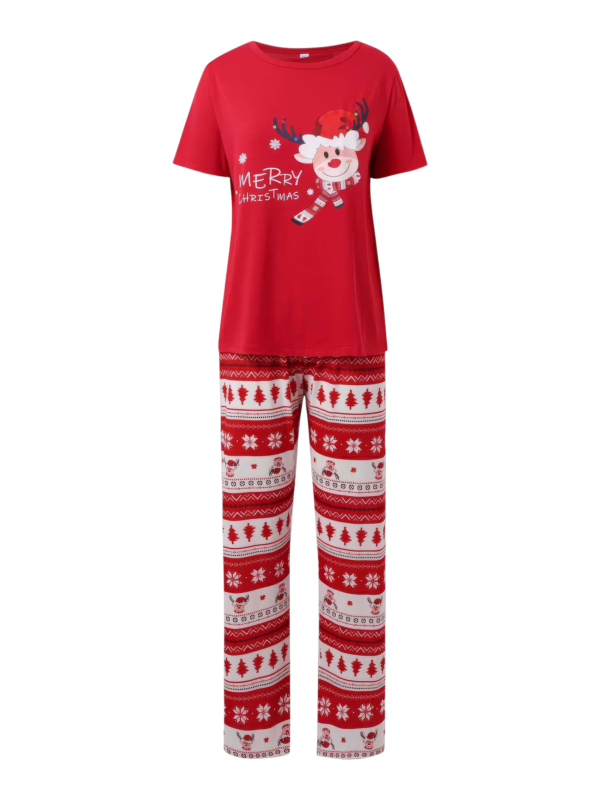 Kleine rendieren met vrolijke kerstprint rode familie pyjama met patronen
