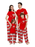 Kleine rendieren met vrolijke kerstprint rode familie pyjama met patronen
