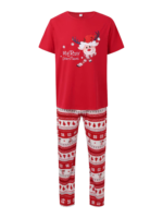 Kleine rendieren met vrolijke kerstprint rode familie pyjama met patronen