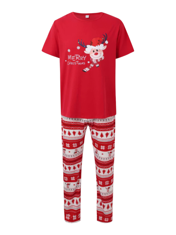 Kleine rendieren met vrolijke kerstprint rode familie pyjama met patronen