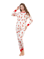 Pequeño pijama de Navidad blanco con motivo de pan de jengibre para la familia, parejas