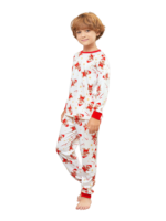 Pequeño pijama de Navidad blanco con motivo de pan de jengibre para la familia, parejas