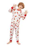 Pequeño pijama de Navidad blanco con motivo de pan de jengibre para la familia, parejas