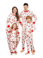Pequeño pijama de Navidad blanco con motivo de pan de jengibre para la familia, parejas