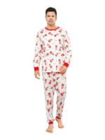 Pequeño pijama de Navidad blanco con motivo de pan de jengibre para la familia, parejas