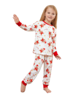 Pequeño pijama de Navidad blanco con motivo de pan de jengibre para la familia, parejas